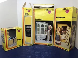 Vintage Marx Sindy Doll Play Set Range Oven Refrigerator Cabinet 1970’s W/ Boxes - Picture 1 of 23