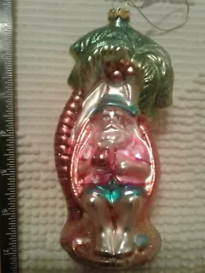 WEIHNACHTSMANN IM URLAUB ENTSPANNEND UNTER KOKOSNUSSBAUM WEIHNACHTEN ~ NEU - Bild 1 von 7