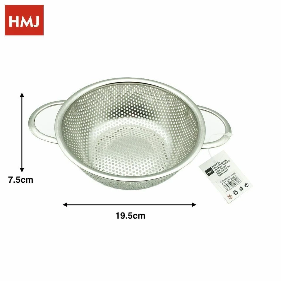 Cestino Cestello Colino Setaccio Rotondo Scolapasta Con Manici 19,5cm hmj - Immagine 1 di 1