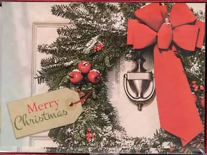 18 Karat WEIHNACHTSKARTEN KRANZ AN TÜR MIT ETIKETT LIEST FROHE WEIHNACHTEN BRANDNEU IN BOX - Bild 1 von 2