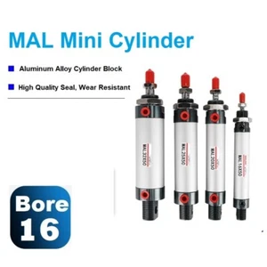 MAL Mini Aluminum Alloy Double Acting Pneumatic Air Cylinder Bore16 Stroke25-500 - Picture 1 of 31