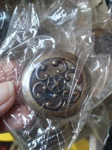 Vintage Cabinet Drawer Pulls 1.5 in Regina Knob Satin Antique Brass USA - Picture 1 of 7