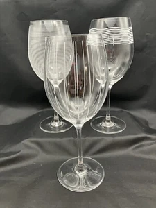 3 Mikasa CHEERS TOO Etched Line Crystal WINE Glasses 8⅝" Horizontal ~ Vertical - Picture 1 of 8