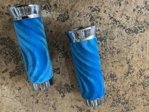 Empuñaduras de bicicleta PERSONALIZADAS azul claro remolino VELOUR Lowrider Beach Cruiser bicicletas  - Imagen 1 de 1