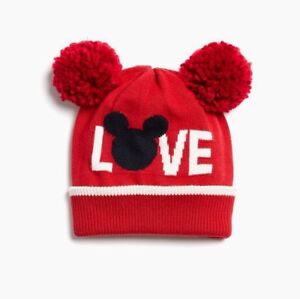NEW Baby Gap MICKEY MOUSE LOVE POM BEANIE Disney Red Ears Winter Knit Hat Girls