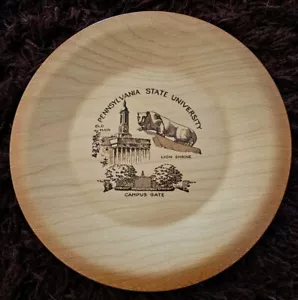 Vintage PENN STATE UNIVERSITY Wooden 9" Plate - Wampum Specialties - See Pics - Picture 1 of 3
