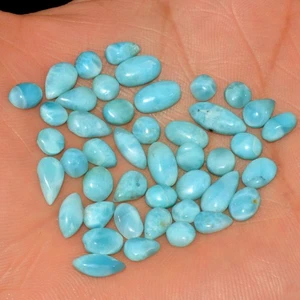 44 Pcs 39 Cts Natural Blue Larimar Cabochon Loose Gemstone Lot 11x4 4x4mm #15538 - Picture 1 of 6