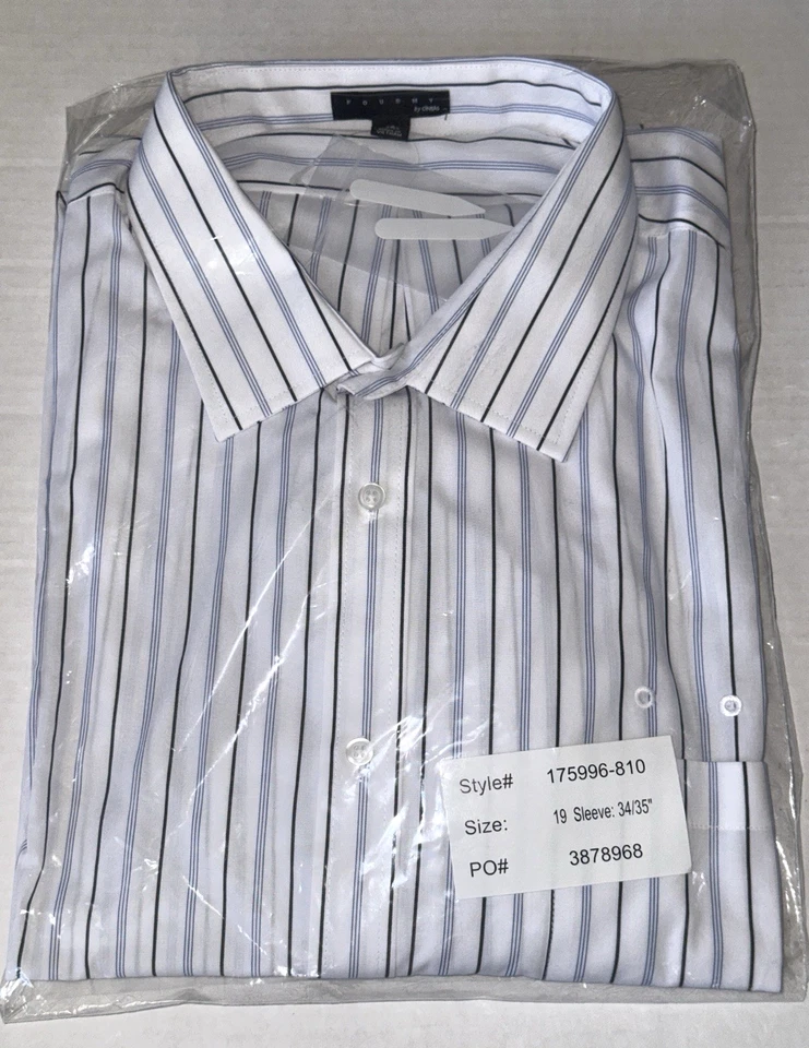 Camisa uniforme masculina manga longa listras brancas e azuis Fourmy By Cintas tamanho 19 34-35" - Imagem 1 de 4
