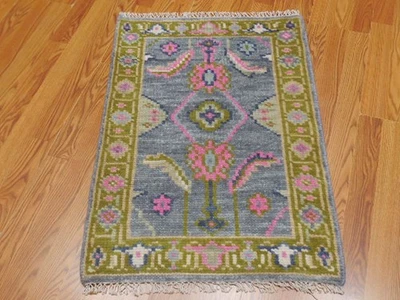Turkish Oushak Rug,Modern Multicolored Area Rug, Handmade Bohemian Rug 2x3 Ft - Image 1 of 4