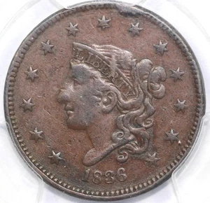 1836 1c Coronet or Matron Head Large Cent PCGS VF 30 - Picture 1 of 5