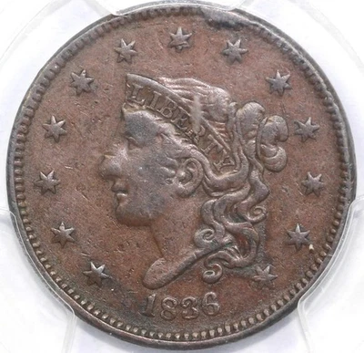 1836 1c Coronet or Matron Head Large Cent PCGS VF 30 - Image 1 of 4
