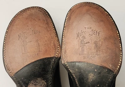 1910 年代 Mutt & Jeff 漫画品牌儿童高帮 6 按钮皮鞋罕见 — 第 1/4 张图片