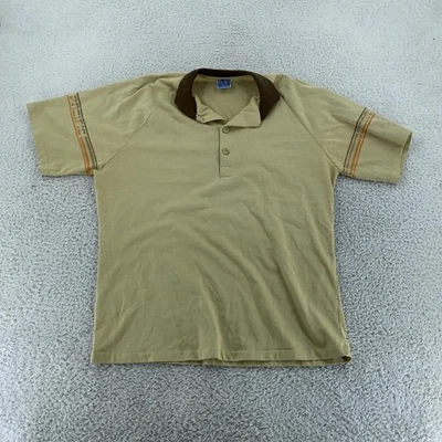 Camisa Polo Vintage Ocean Pacific Para Hombres Grande Marrón Tostado Cuello Años 80 Surf Rayas OP Foto 1 de 4