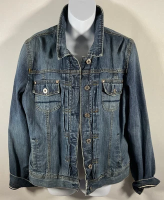 Chaqueta vaquera vintage Y2K Old Navy lentejuelas mal de ojo parche trasero para mujer XL Foto 1 de 4