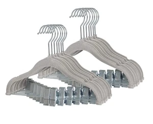 Non-Slip Clothes Hangers for Baby and Kids 20-Pack Velvet Hangers with Movabl... - Picture 1 of 6