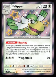 Pelipper 204/091 Paldean Fates Shiny Rare Near Mint Pokemon Card - Picture 1 of 2