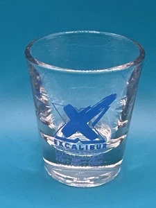 Excalibur Dearborn & Ontario Chicago One Line Blue X USA shot glass - Picture 1 of 2