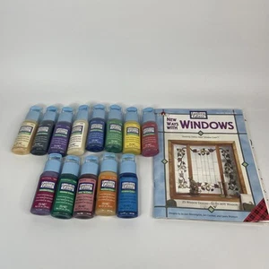 Lot of 13 Plaid Gallery Glass Window Color Paints Assorted Colors New & Used - Picture 1 of 3