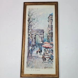 Vintage Paris Arc de Triomphe Aquarell Druck von Delaware 22x10,5 Zoll gerahmt - Bild 1 von 3