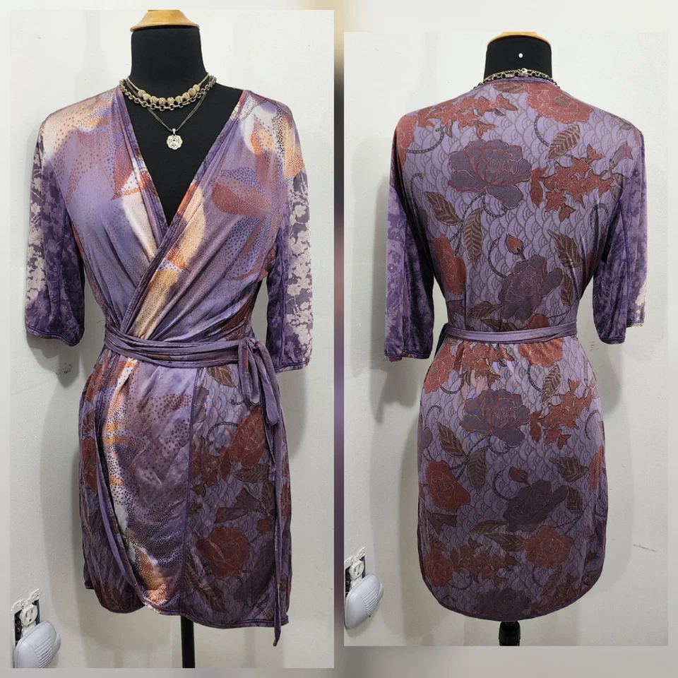 Vestido envolvente Gregory Parkinson teñido a mano de seda talla M ligero manga 3/4 Foto 1 de 4