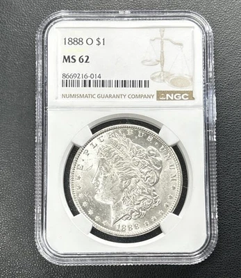 Dólar de plata Morgan 1888-O $1 "como nuevo de Nueva Orleans" NGC MS62 MS 62 MEJOR O COMO NUEVO Foto 1 de 4