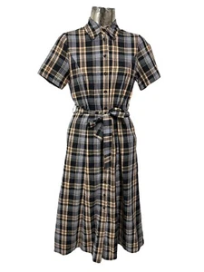 OMNES Shirt Dress Size Small 8 Womens Orange & Black Check NEW EU36 RRP £49 - Picture 1 of 18