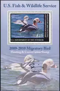 Mini hoja de aves migratorias RW76B 2009. SELLO DE PATO FIRMADO POR ARTISTA F-EN MUY BUEN ESTADO + - ¡VENTA! - Imagen 1 de 1