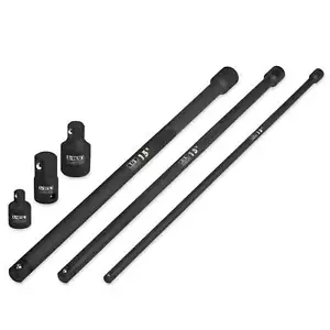 15" Impact Extension & Socket Adapter Set, 1/4", 3/8", 1/2" Drive,6 Pc Cr-VSteel - Picture 1 of 12