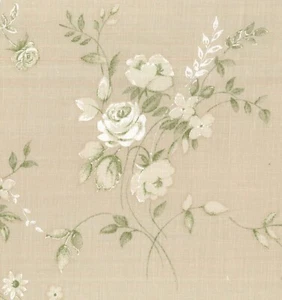 1.33 Yard Sykel Enterprises Moonlit Roses Cotton Print Fabric 54" W Beige White - Picture 1 of 3