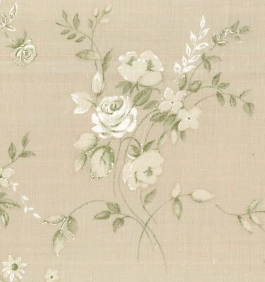 1.33 Yard Sykel Enterprises Moonlit Roses Cotton Print Fabric 54" W Beige White - Image 1 of 3