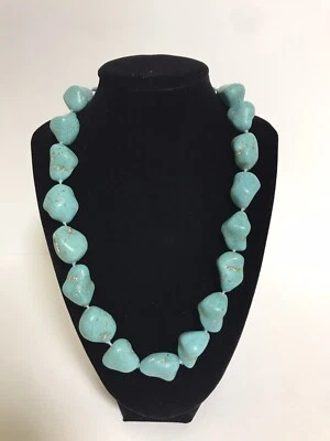 REAL Natural Raw Turquoise Stone Handmade Necklace - Image 1 of 4