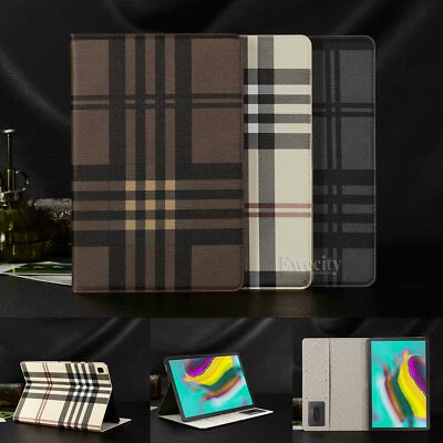 Folio Wallet Grid Leather Stand Magnetic Case Cover For Samsung Galaxy Tab - Image 1 of 4