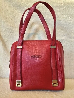 Bolso de Mano Vintage Alberio Cartera Bolso de Hombro Rojo (Cuero Vegano*) Diseñador Firmado Foto 1 de 4