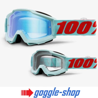 2019 100% Percent ACCURI Motocross MX Gafas Maldivas Espejo Azul / Claro Lente - Imagen 1 de 2