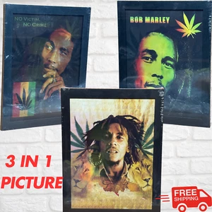 BOB MARLEY 3D LENTICOLARE INCORNICIATO QUADRO REGGAE LEGGENDA ICONICA 3 IN 1 ART RASTA UK - Foto 1 di 5
