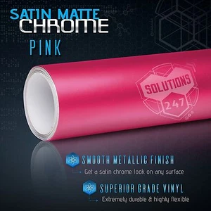 12" x 60" In Satin Matte Chrome Metallic Vinyl Film Wrap Sticker Air Free Pink - Bild 1 von 8