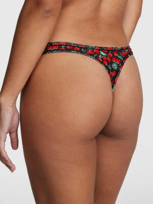 Victoria's Secret PINK - L Smooth Cotton High-Leg Thong Panty Black Cherry Large - Image 1 of 3
