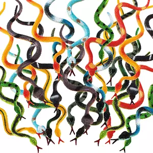 24 Pieces Small Plastic Snakes Realistic Rubber Fake Snake 4 Inch Assorted Color - Picture 1 of 12