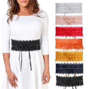 Para mujeres Damas Cintura Ancha Cintura Floral Cintura Crochet Encaje Corbata Moda - Imagen 1 de 70