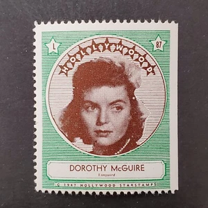 Dorothy McGuire 1947 Hollywood Screen Movie Stars Stamp Trading Card - Picture 1 of 2