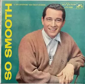 TARJETA AUTÓGRAFA FIRMADA A MANO PERRY COMO CON ÁLBUM LP "TAN SUAVE" - Imagen 1 de 2