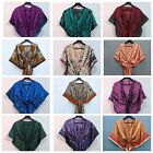 5 szt. Partia Vintage Jedwabne sari Kaftan Kimono Damska wakacyjna jedwabna sukienka kaftan