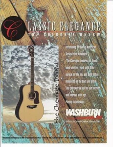 Seltene 1996 Washburn Cherokee D55SW Gitarrenwerbung / Great Art - Bild 1 von 1