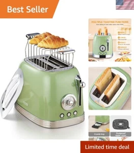 Tostadora Retro 2 Rebanadas, Tostadora Vintage, Tostadora Verde, Con Acero Inoxidable L... - Imagen 1 de 10