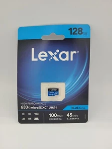 Lexar 128GB Micro SD Memory Card microSDXC UHS-I V30 4K UHD Blue Series - Picture 1 of 1