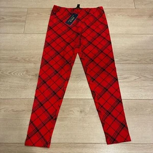 NWT Polo Ralph Lauren Girls Red Plaid Leggings Cotton Blend Size L (12-14) - Picture 1 of 7