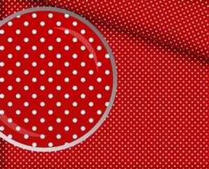 Baumwollstoff Punkte 2mm Meterware Popeline rot-weiß ab 50cm x 140cm - Bild 1 von 1