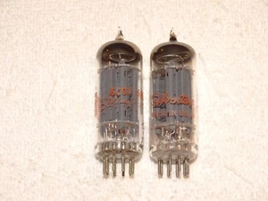 2 x 6CG7/6FQ7 Sylvania/Silvertone Tube*Grey Plates-O Getter*Very Strong Pair*#21 - Picture 1 of 4