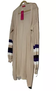 NWT Mundefeis Sz XL Open Duster Cover Up Long Sleeves w/ Stripes Beach Coastal - Picture 1 of 14