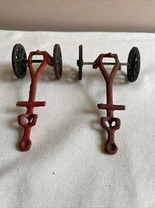 Pair of Vintage Cast Iron Wagon Harnesses - Parts - w/ Black Wheels - Picture 1 of 5